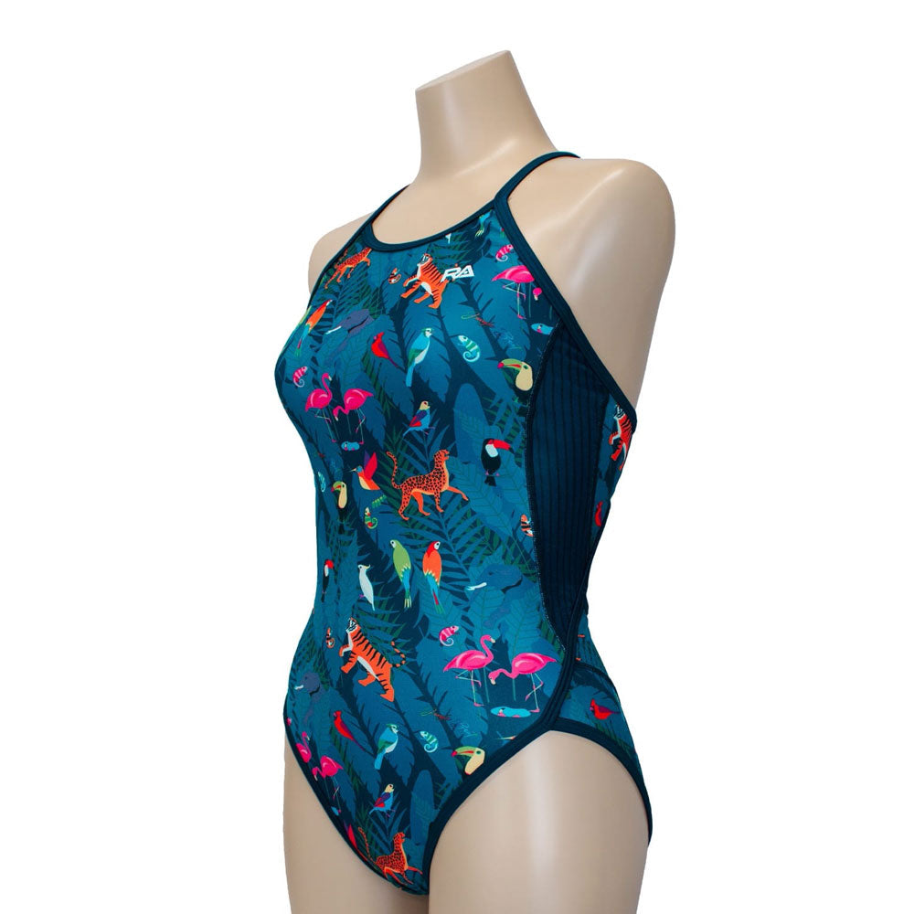 JUNGLE BEAT Women's Competitive Training Swimsuit, Swimming, Practice, Fitness