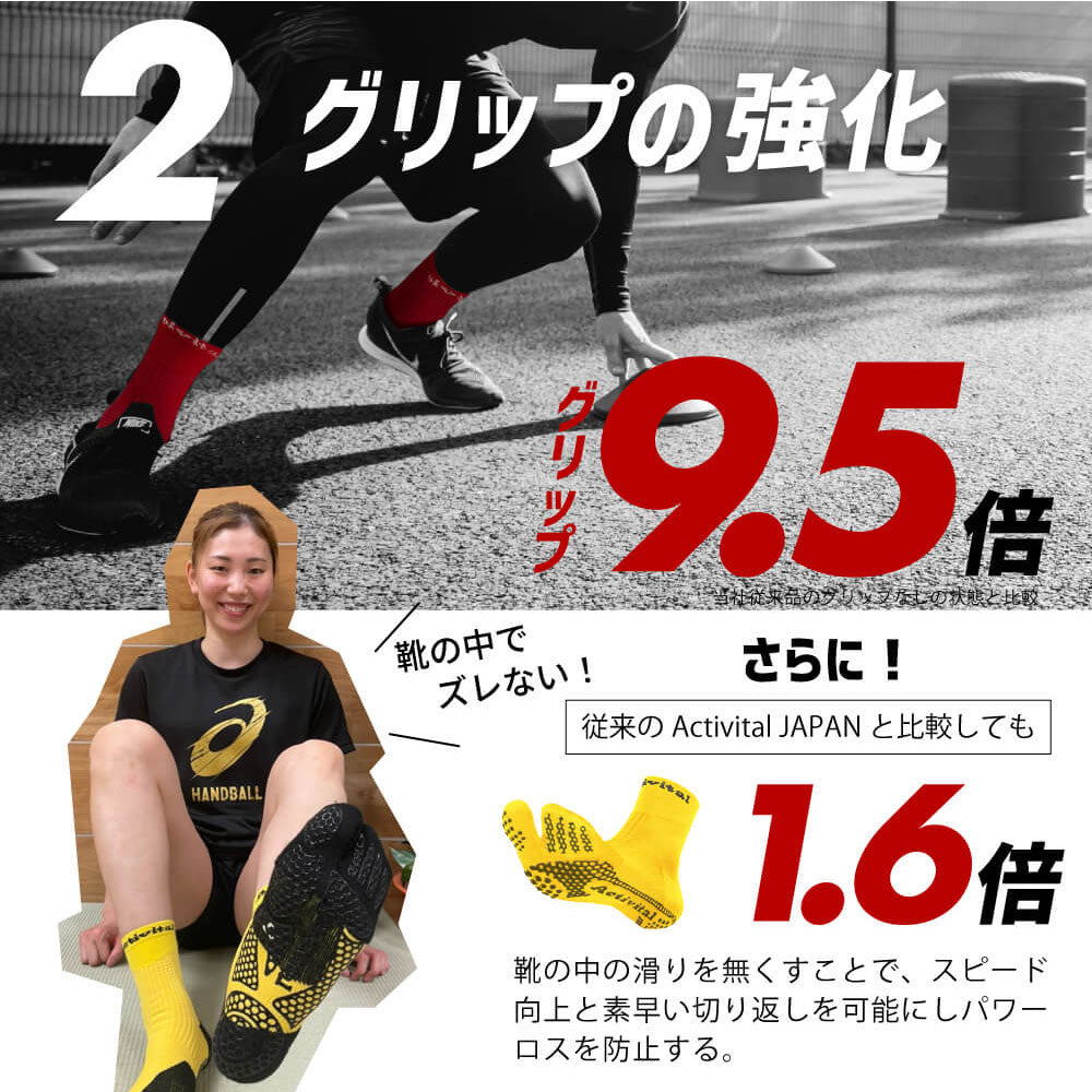 アクティバイタル 2.0 PRO WHT/BLKカラー グリップソックス スポーツ 靴下