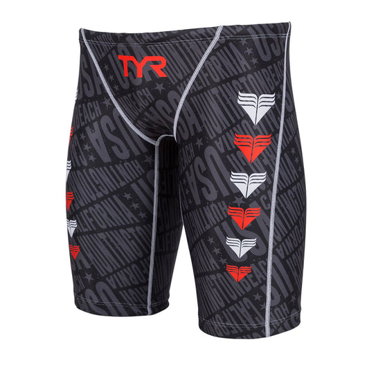 Junior Boys Low Rise Long Boxer Competition Training Swimwear for Practice