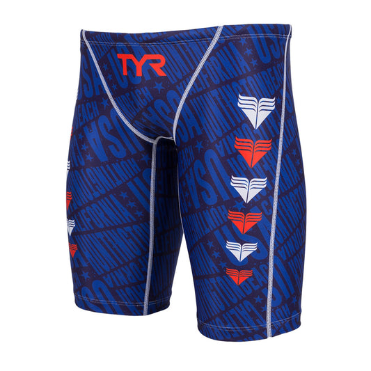 Junior Boys Low Rise Long Boxer Competition Training Swimwear for Practice