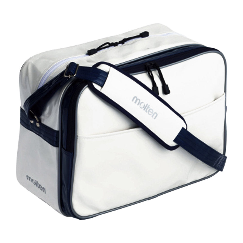Enamel bag, large size, sports shoulder bag, white x navy