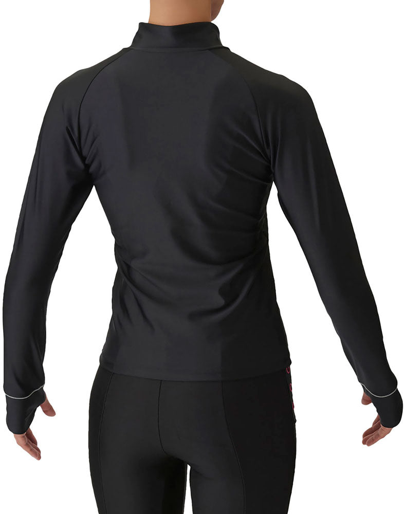 Women's Full Zip Long Sleeve Rash Guard with Zipper and No Pad