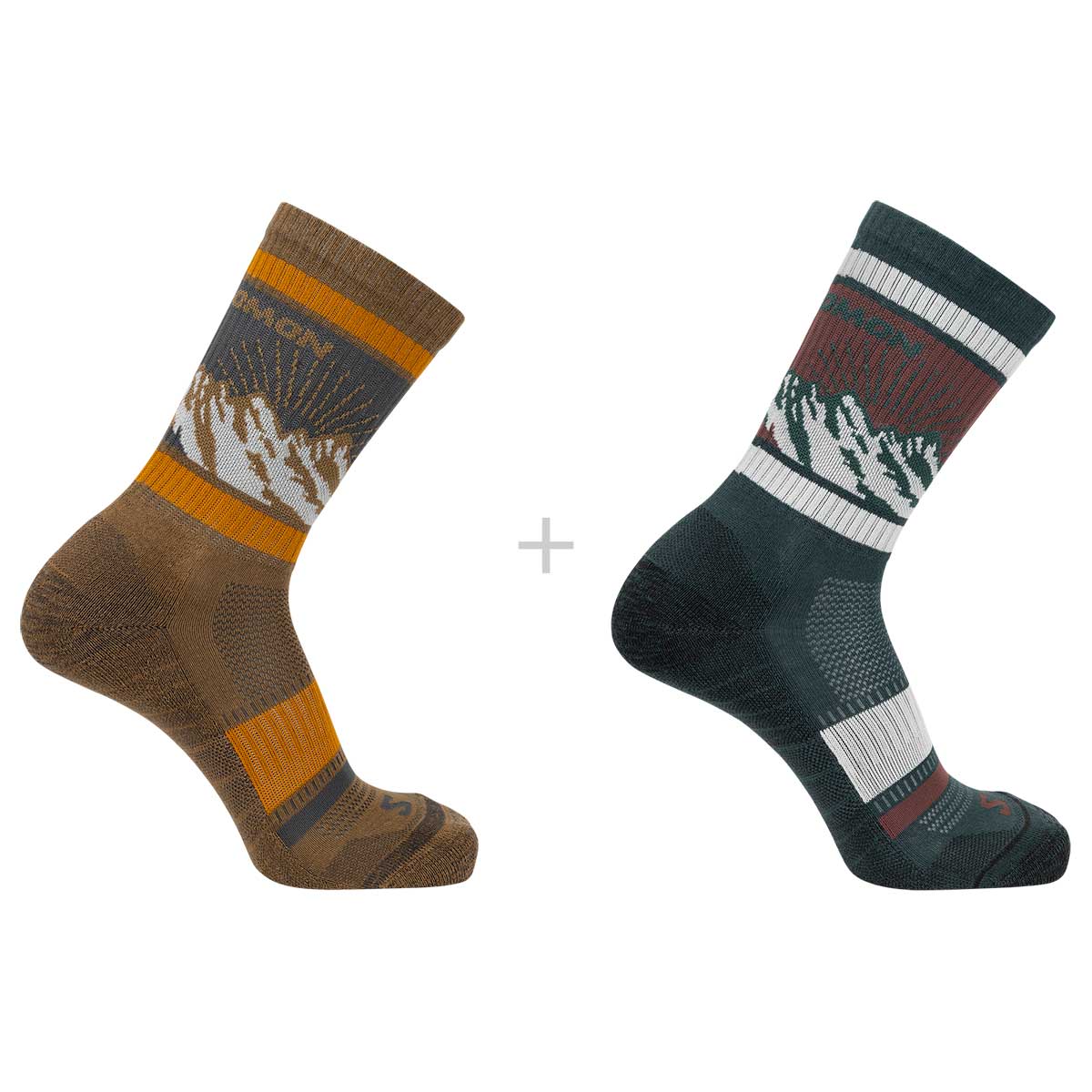 OUT-ALPS-CREW Men's and Women's Crew Socks, Set of 2, Out Alps