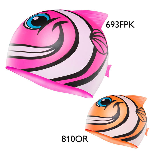 CHARAC TYRS HAPPY FISH Silicone Children's Swim Cap Swimming Cap