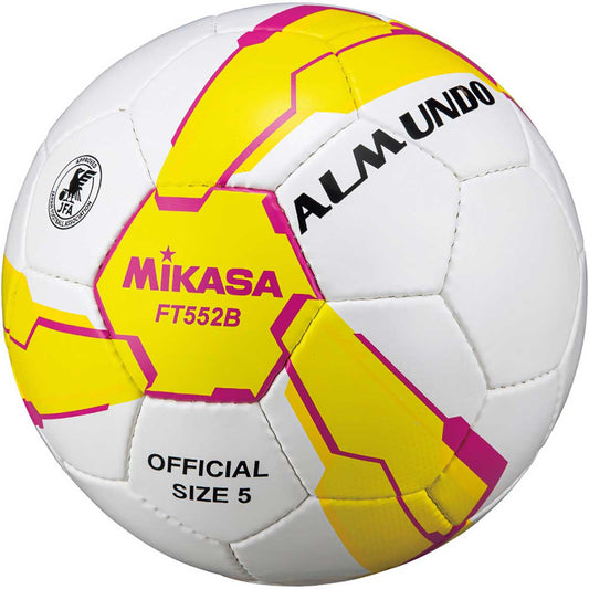 サッカー5号手縫い 検定球 黄／ピンク FT552B-YP サッカーボール