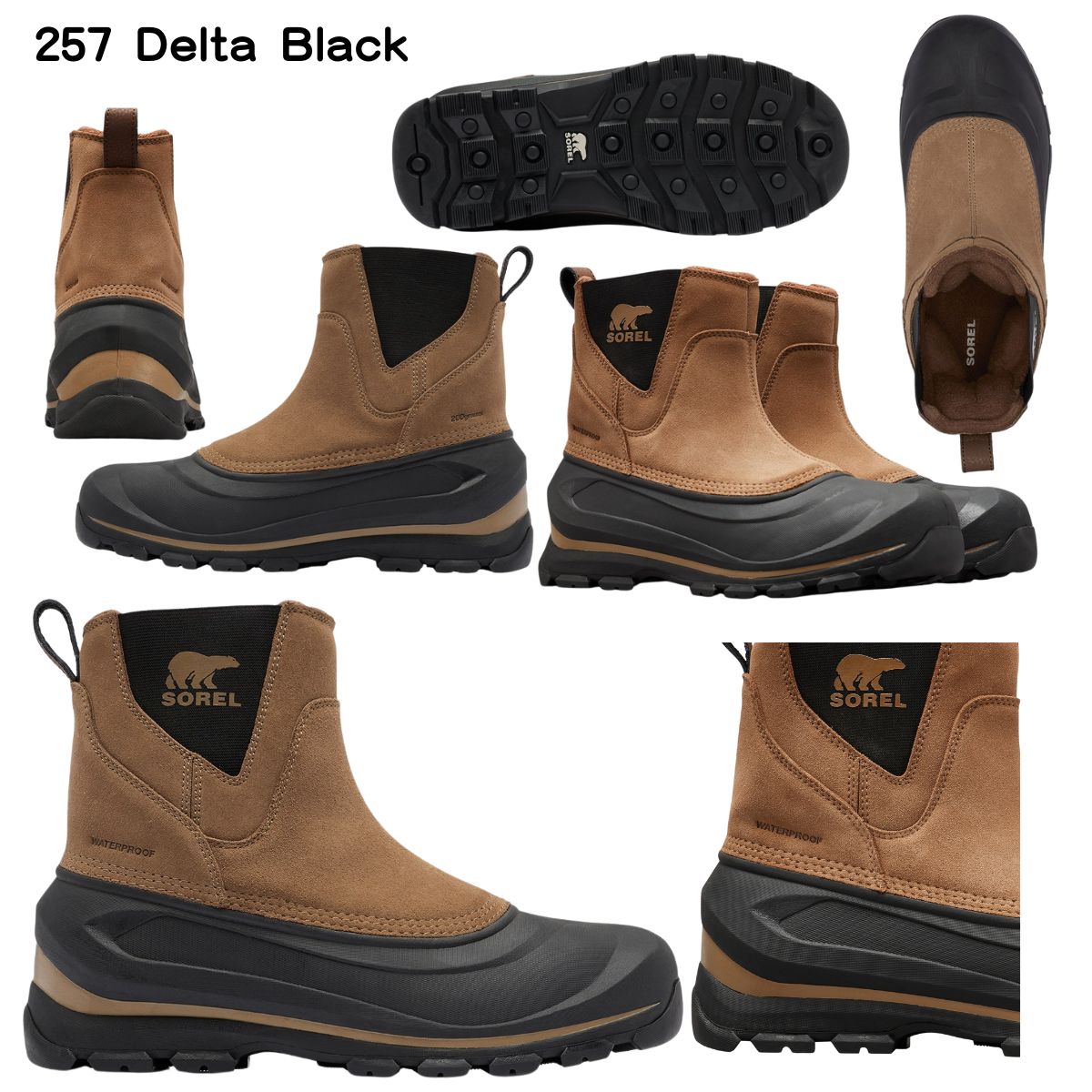 バクストン プルオンブーツ ウォータープルーフ メンズ 防水 サイドゴア アウトドア 雪