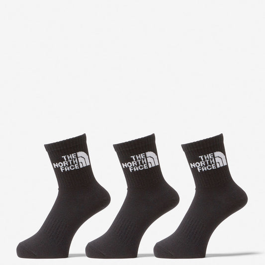 TNF Jacquard Logo 3P Crew Short Socks, Set of 3, for Men and Women