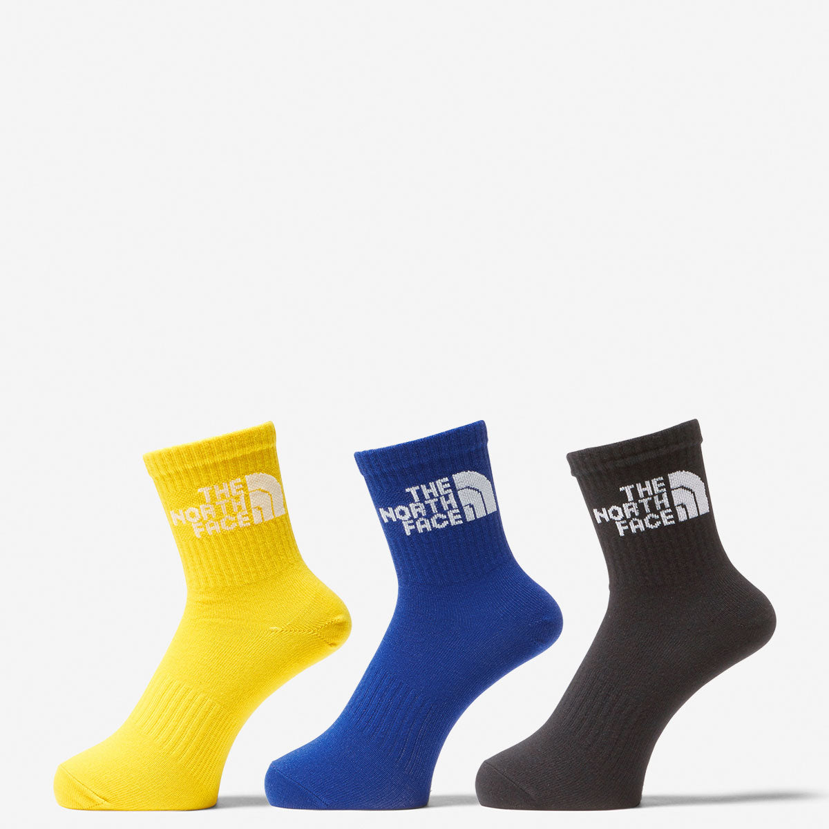 TNF Jacquard Logo 3P Crew Short Socks, Set of 3, for Men and Women