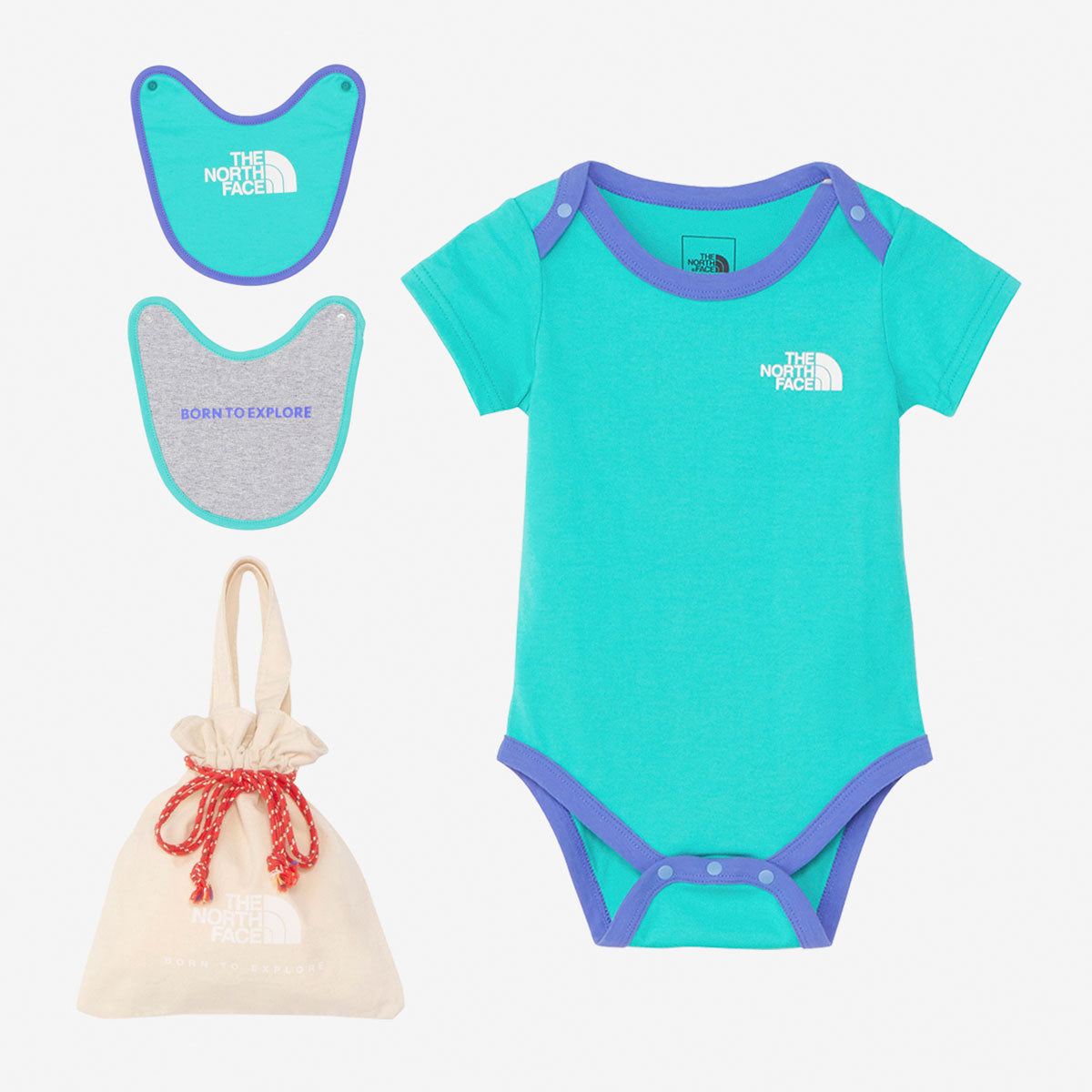 Baby Short Sleeve Romper and 2-Piece Bib Set Gift for Baby