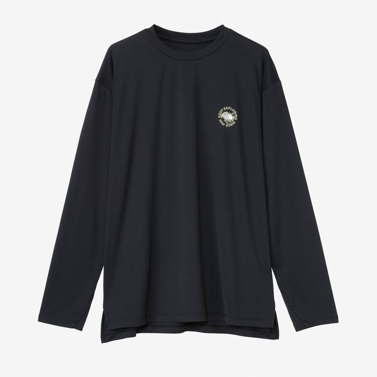 ロンT 長袖Tシャツ 長袖T 長袖 アウトドア UVガード ブラック 黒 シンプル