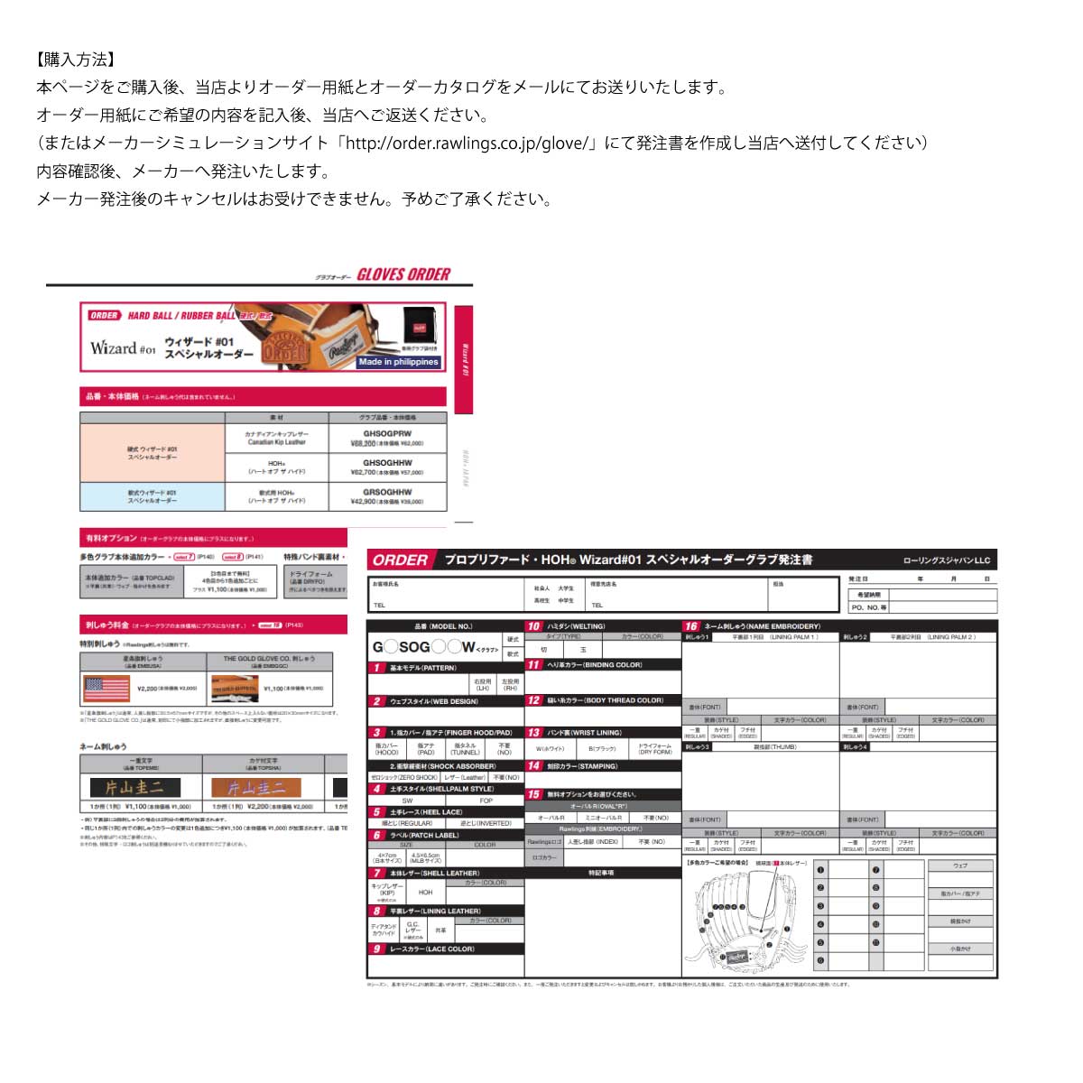 受注生産 硬式オーダーグラブ ウィザード#01 キップレザー