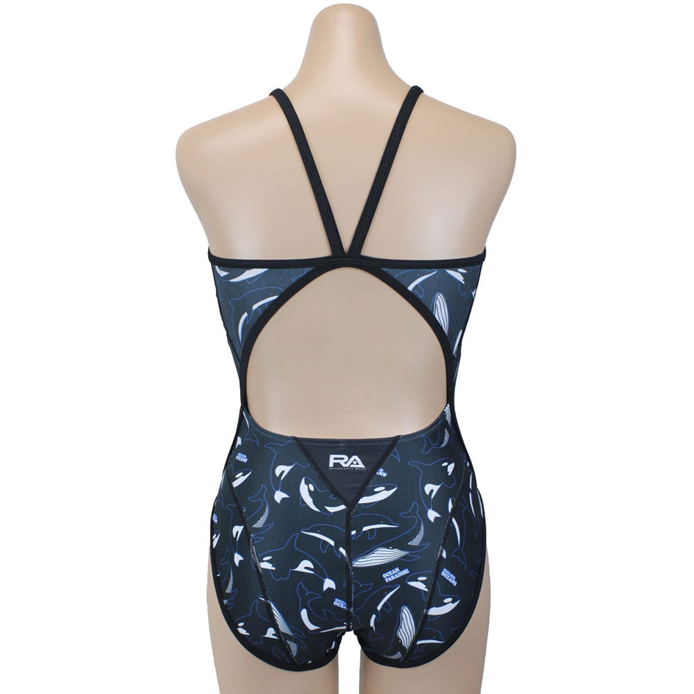 MAMMALS Women's Competitive Swimming Training Swimsuit, for Swimming Practice, F-BACK