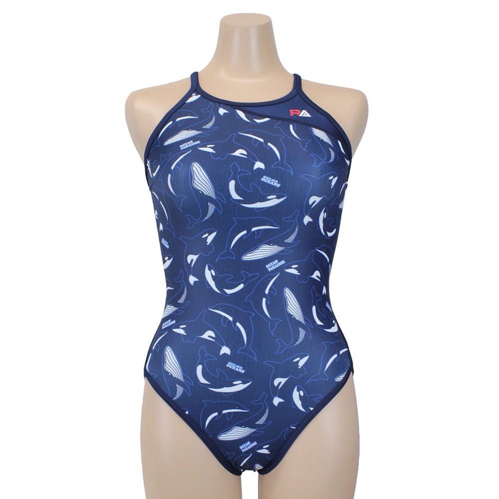 MAMMALS Women's Competitive Swimming Training Swimsuit, for Swimming Practice, F-BACK