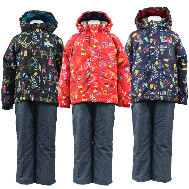 スキーウェア キッズ ジュニア 上下セット サイズ調節 ネームタグ付き セットアップ