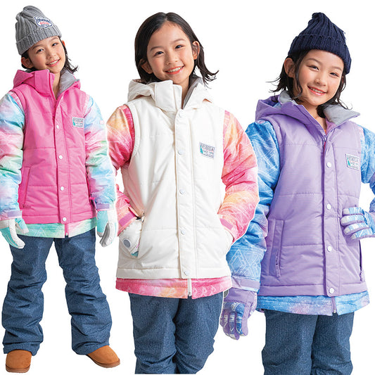 スキーウェア ジュニア 上下セット 女の子 サイズ調節 防寒 保温 高機能 耐水圧
