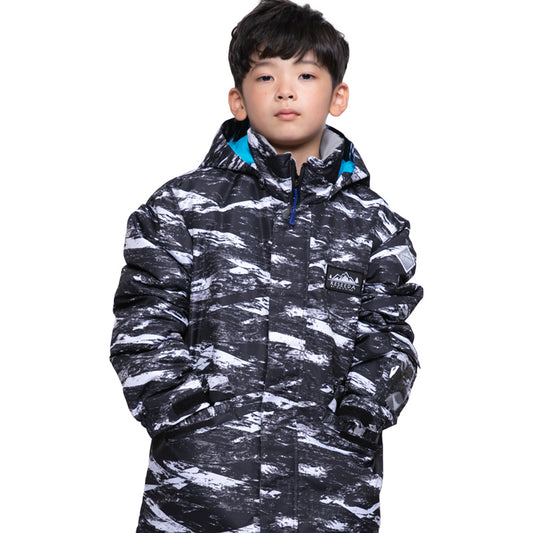 Skiwear for juniors, top and bottom set, size adjustable, setup, wear, water resistant