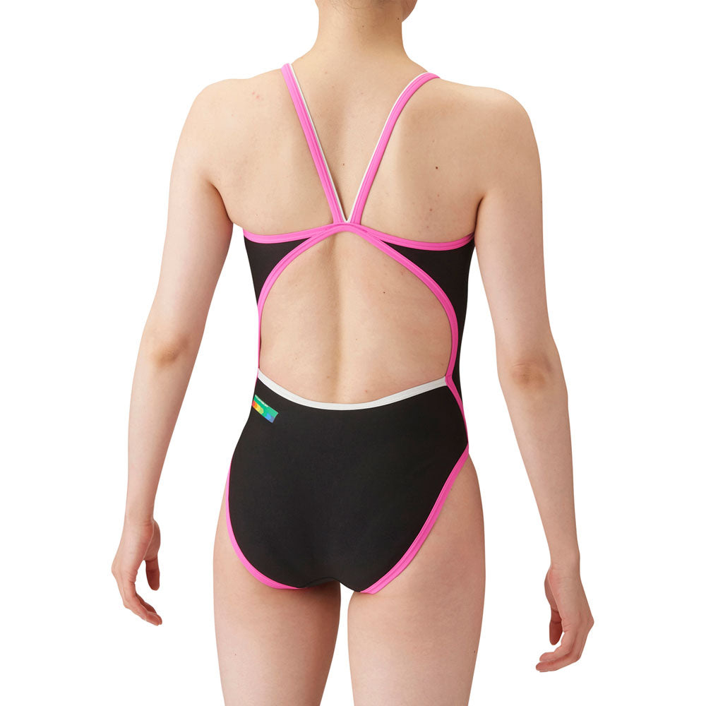 Women's competitive swimming training swimsuit, one piece, open back, for practice