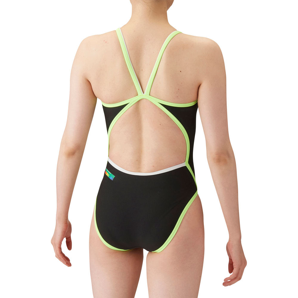 Women's competitive swimming training swimsuit, one piece, open back, for practice