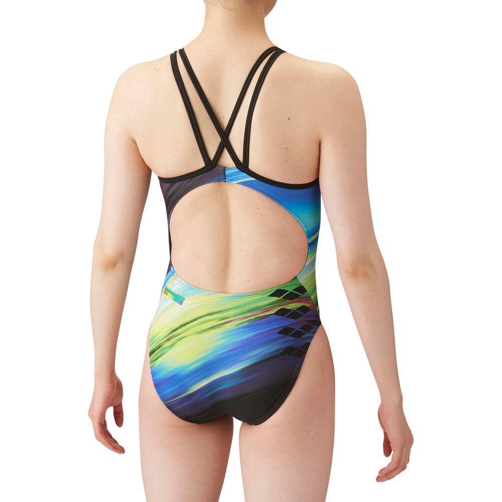 Women's competitive swimming training swimsuit, one piece, open back, for swimming practice