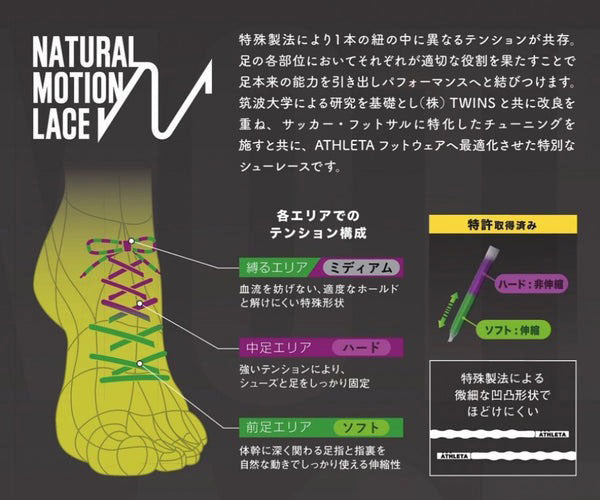 ナチュラルモーションレース サッカー フットサル 靴紐 シューズ 部活 シューレース