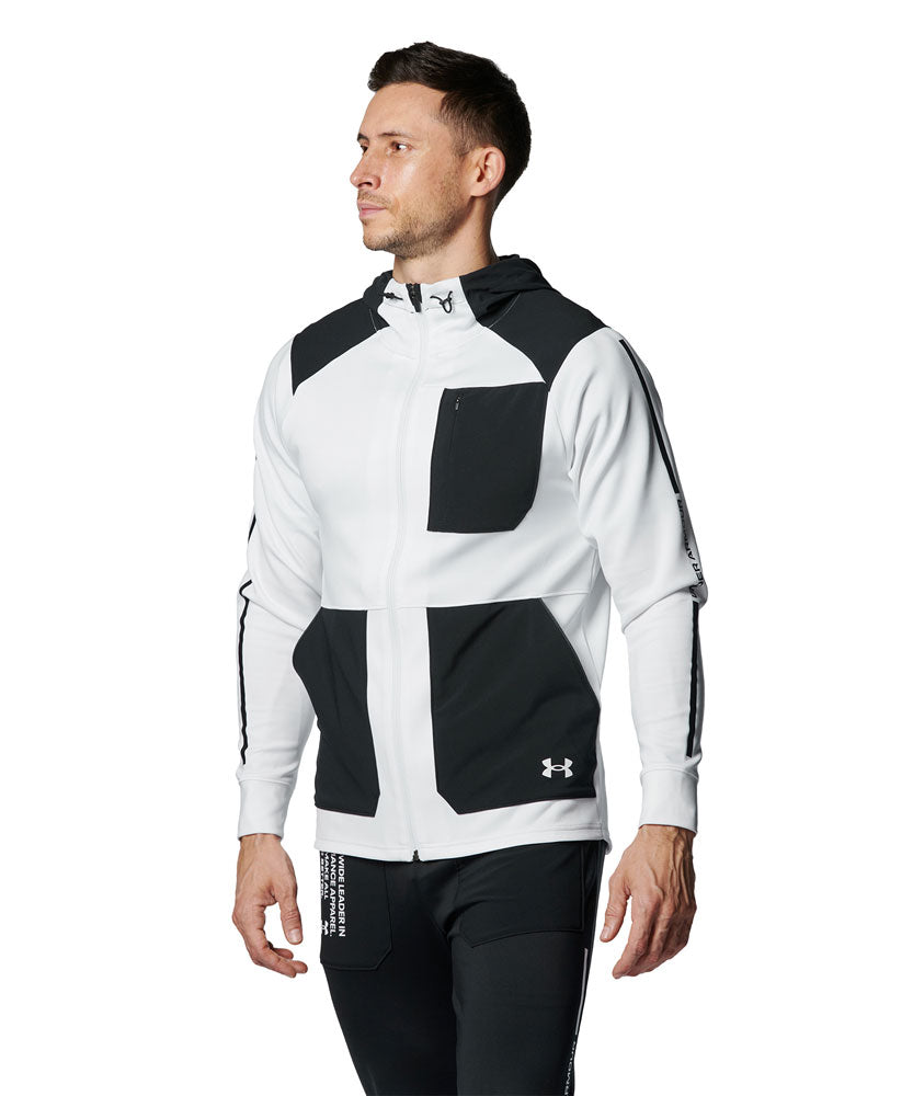 メンズ UAアーマーニット フルジップ ジャケット ＆ ジョガーパンツ ジャージ上下セット