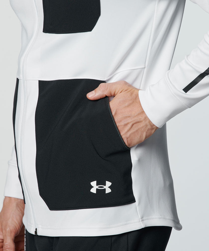 メンズ UAアーマーニット フルジップ ジャケット ＆ ジョガーパンツ ジャージ上下セット