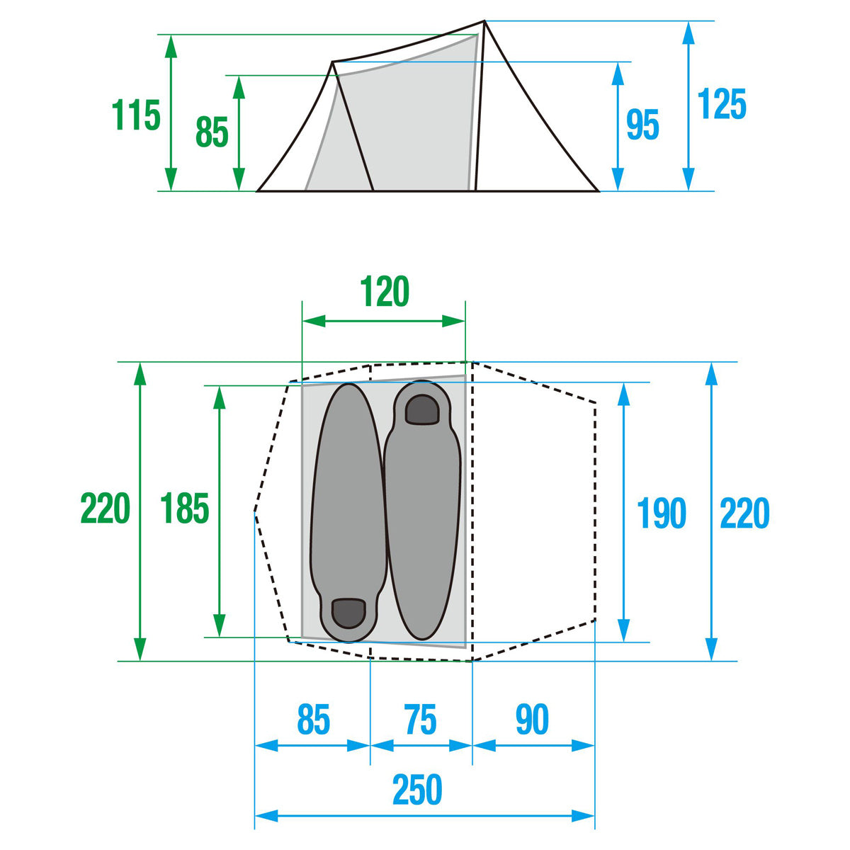 Evacargo 2 Evacargo 2 Camping Gear Tent for 2 People with Storage Case