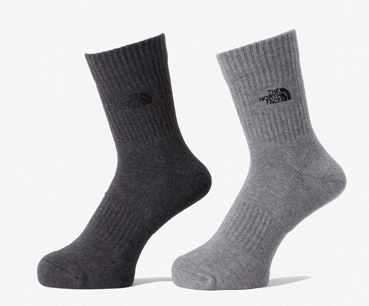 TNF Logo 2P Crew Unisex Casual Socks, Set of 2, Antibacterial, Anti-Odor